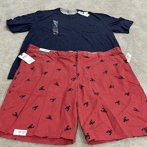 BNWT men’s Izod saltwater XL t-shirt and 42W shorts set